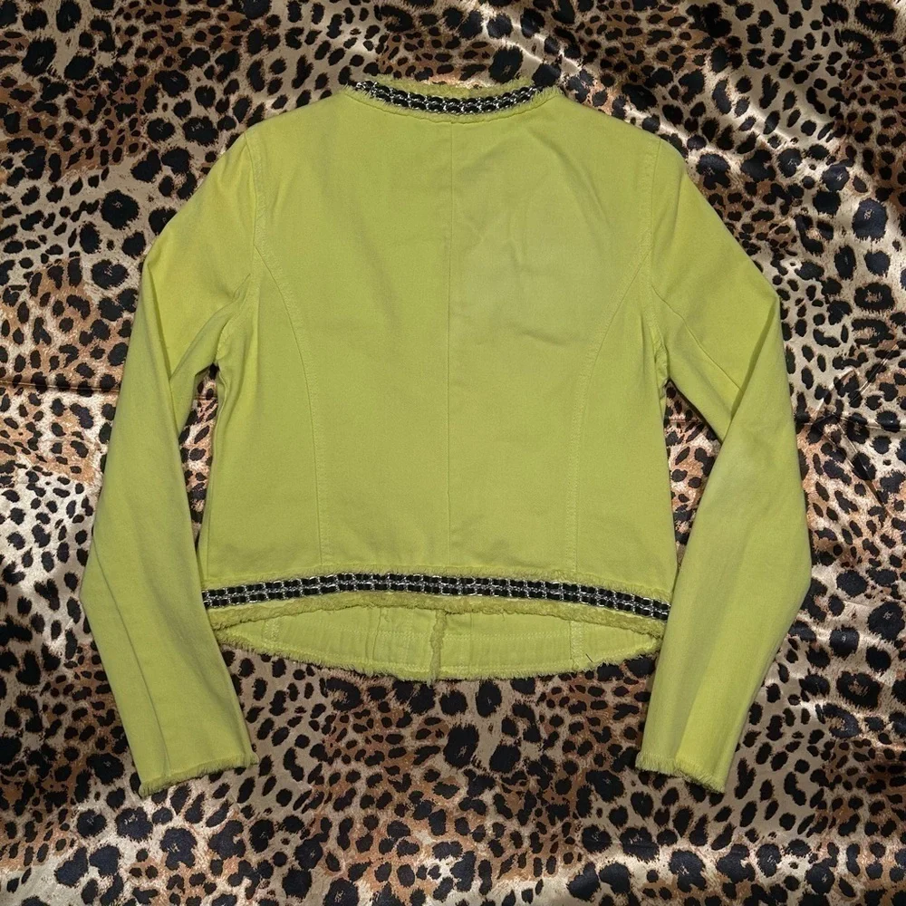 Michael Kors Neon Yellow Denim Chain Detailed Jacket